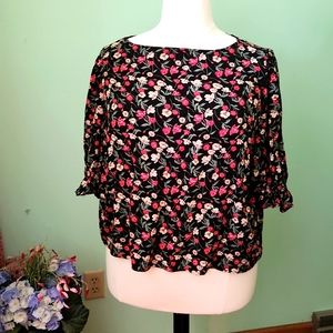 Draper James Plus Size 2x Floral Ruffle Sleeve Blouse